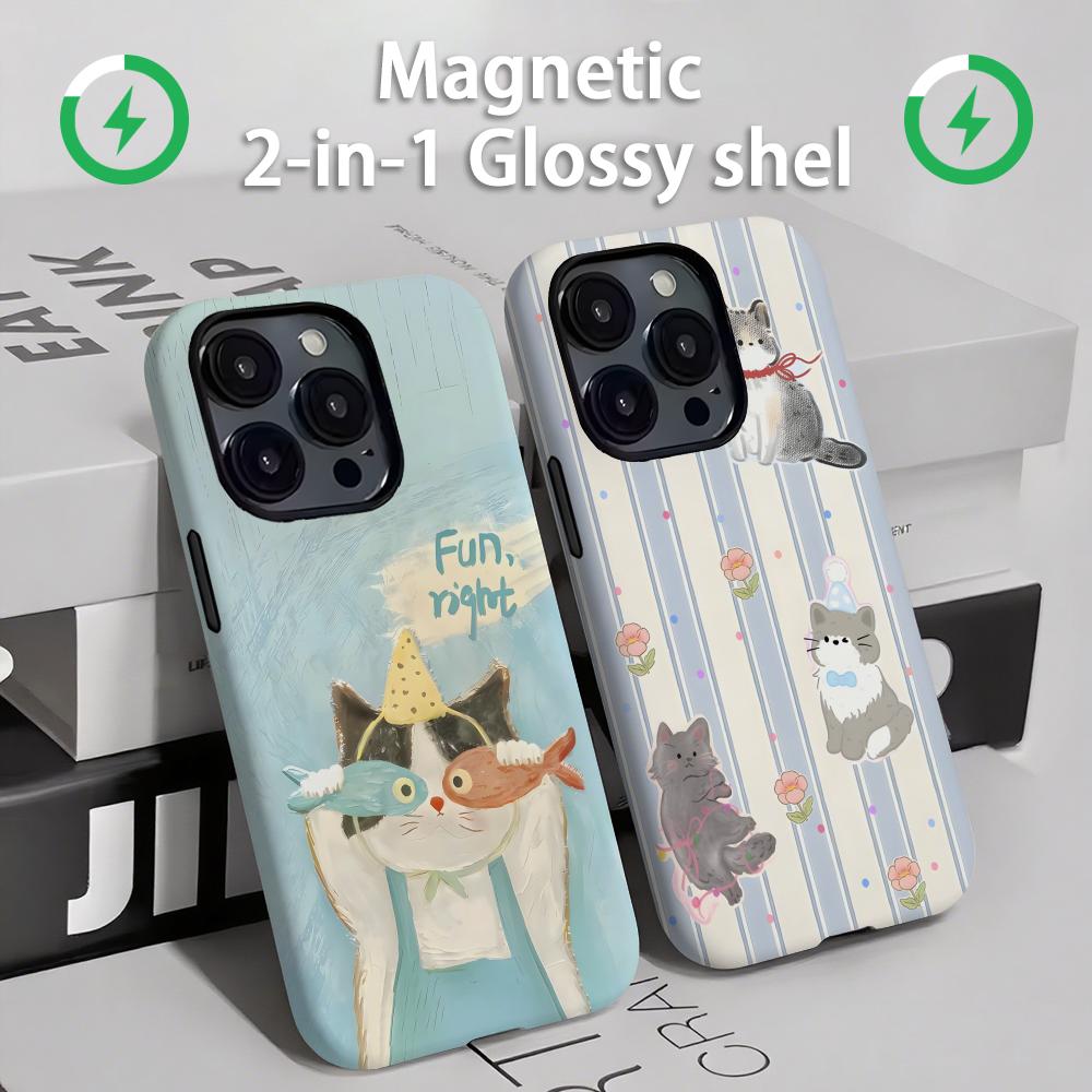 Apple Iphone 15 - Funda de teléfono con gatos y